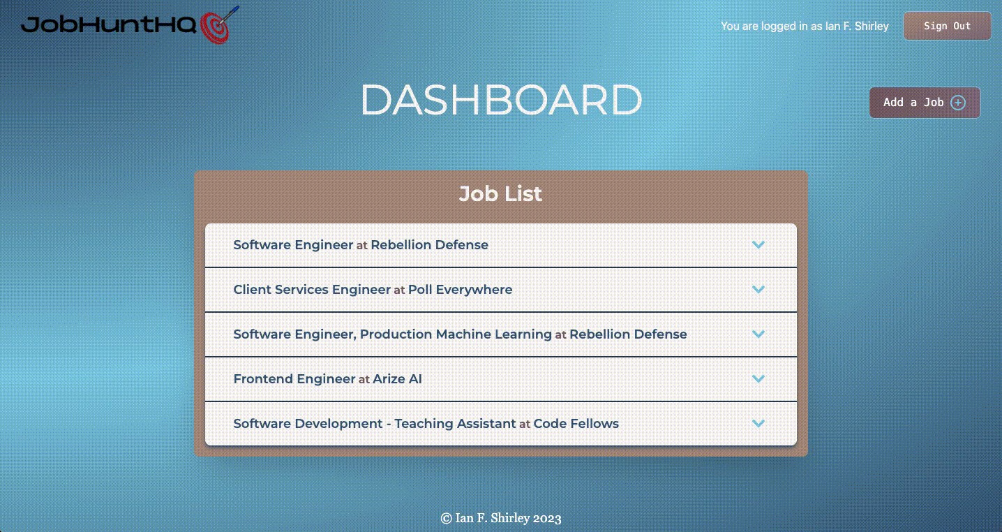 Screenshot of JobHuntHQ